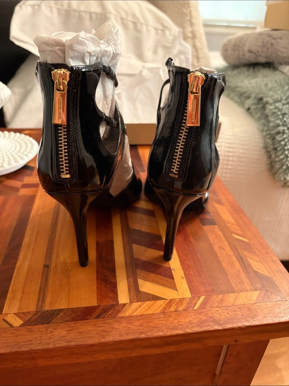 Michael Kors Black Patent Leather Strappy High Heel Sandals